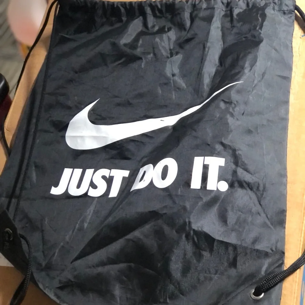 Nike Black Drawstring Gym Sack with White Swoosh & 